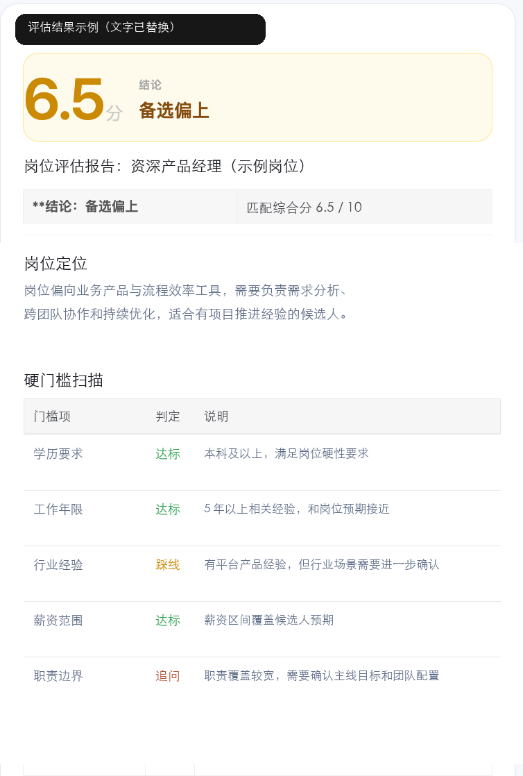 已脱敏的岗位评估结果界面